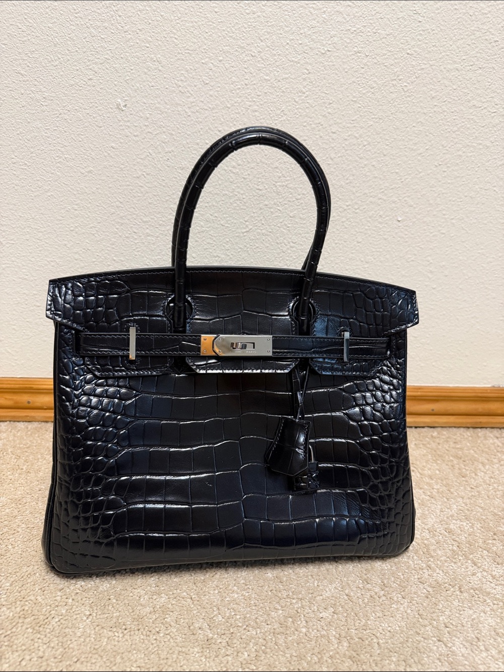 Matte crocodile embossed bag